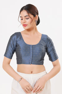 Vamas Tafetta Silk Zari Butti Round Neck Festive Blouse
