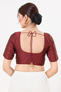 Vamas Taffeta Silk Zari Butti Round Neck Festive Blouse