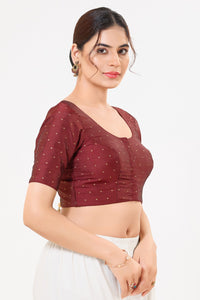Vamas Tafetta Silk Zari Butti Round Neck Festive Blouse