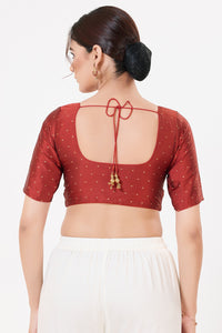 Vamas Tafetta Silk Zari Butti Round Neck Festive Blouse