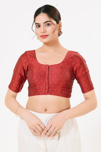 Vamas Taffeta Silk Zari Butti Round Neck Festive Blouse
