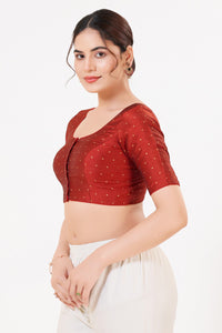 Vamas Tafetta Silk Zari Butti Round Neck Festive Blouse
