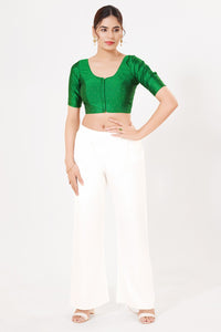 Vamas Tafetta Silk Zari Butti Round Neck Festive Blouse