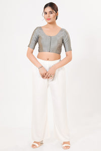Vamas Tafetta Silk Zari Butti Round Neck Festive Blouse