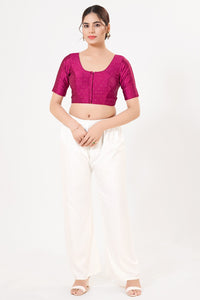 Vamas Taffeta Silk Zari Butti Round Neck Festive Blouse
