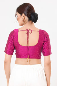 Vamas Tafetta Silk Zari Butti Round Neck Festive Blouse