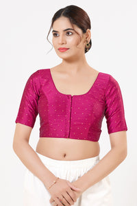 Vamas Tafetta Silk Zari Butti Round Neck Festive Blouse