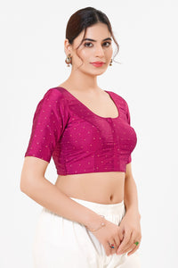 Vamas Tafetta Silk Zari Butti Round Neck Festive Blouse