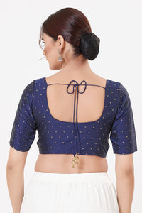 Vamas Tafetta Silk Zari Butti Round Neck Festive Blouse