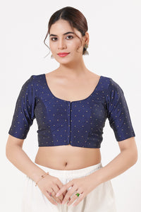 Vamas Tafetta Silk Zari Butti Round Neck Festive Blouse