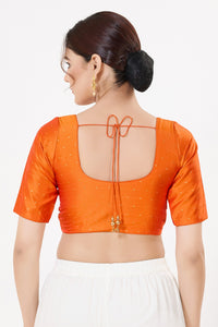 Vamas Tafetta Silk Zari Butti Round Neck Festive Blouse