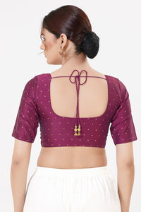 Vamas Tafetta Silk Zari Butti Round Neck Festive Blouse