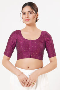 Vamas Tafetta Silk Zari Butti Round Neck Festive Blouse