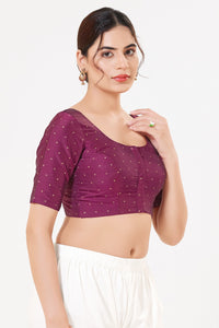 Vamas Tafetta Silk Zari Butti Round Neck Festive Blouse