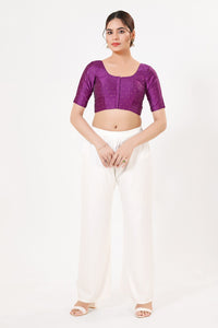 Vamas Tafetta Silk Zari Butti Round Neck Festive Blouse