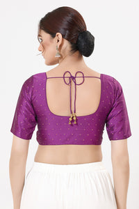 Vamas Taffeta Silk Zari Butti Round Neck Festive Blouse