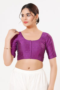 Vamas Tafetta Silk Zari Butti Round Neck Festive Blouse