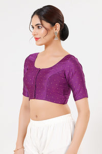 Vamas Tafetta Silk Zari Butti Round Neck Festive Blouse