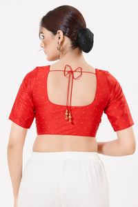 Vamas Tafetta Silk Zari Butti Round Neck Festive Blouse