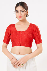 Vamas Taffeta Silk Zari Butti Round Neck Festive Blouse