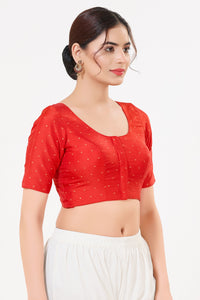 Vamas Tafetta Silk Zari Butti Round Neck Festive Blouse