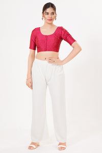 Vamas Taffeta Silk Zari Butti Round Neck Festive Blouse