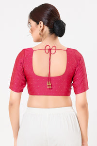 Vamas Taffeta Silk Zari Butti Round Neck Festive Blouse