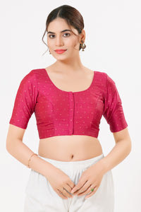 Vamas Tafetta Silk Zari Butti Round Neck Festive Blouse