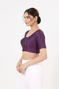 Vamas Tafetta Silk Zari Butti Round Neck Festive Blouse