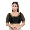 Vamas Women's Mulbury Silk Padded Front Open Elbow-Sleeves Saree Blouse (VFKP-230.ELB)