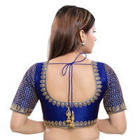 Machine Embroidery Zari Work Silk Blouse