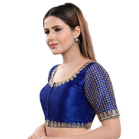 Machine Embroidery Zari Work Silk Blouse