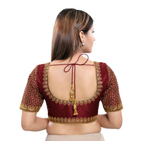 Machine Embroidery Zari Work Silk Blouse