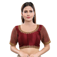 Machine Embroidery Zari Work Silk Blouse