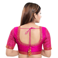 Machine Embroidery Zari Work Silk Blouse
