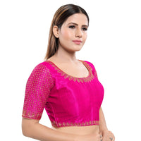 Machine Embroidery Zari Work Silk Blouse
