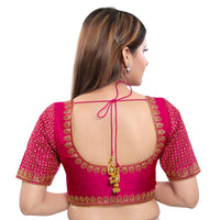 Machine Embroidery Zari Work Silk Blouse