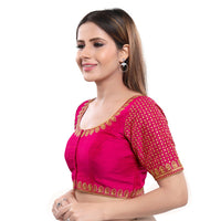 Machine Embroidery Zari Work Silk Blouse