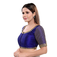 Machine Embroidery Zari Work Silk Blouse