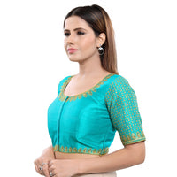 Machine Embroidery Zari Work Silk Blouse