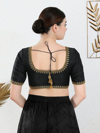 Zari Neckline Embroidery Round Neck Blouse