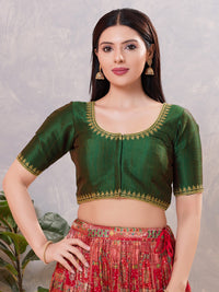 Zari Neckline Embroidery Round Neck Blouse