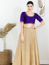 Zari Neckline Embroidery Round Neck Blouse