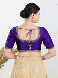 Zari Neckline Embroidery Round Neck Blouse