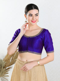 Zari Neckline Embroidery Round Neck Blouse