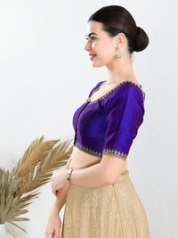 Zari Neckline Embroidery Round Neck Blouse
