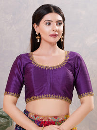 Zari Neckline Embroidery Round Neck Blouse