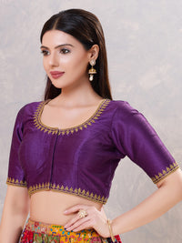 Zari Neckline Embroidery Round Neck Blouse