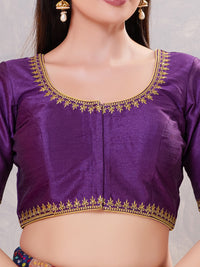 Zari Neckline Embroidery Round Neck Blouse