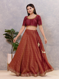 Zari Neckline Embroidery Round Neck Blouse